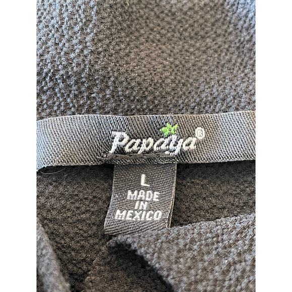 Papaya Black short flutter sleeve blouse with v neck and tie Large - Picture 3 of 6